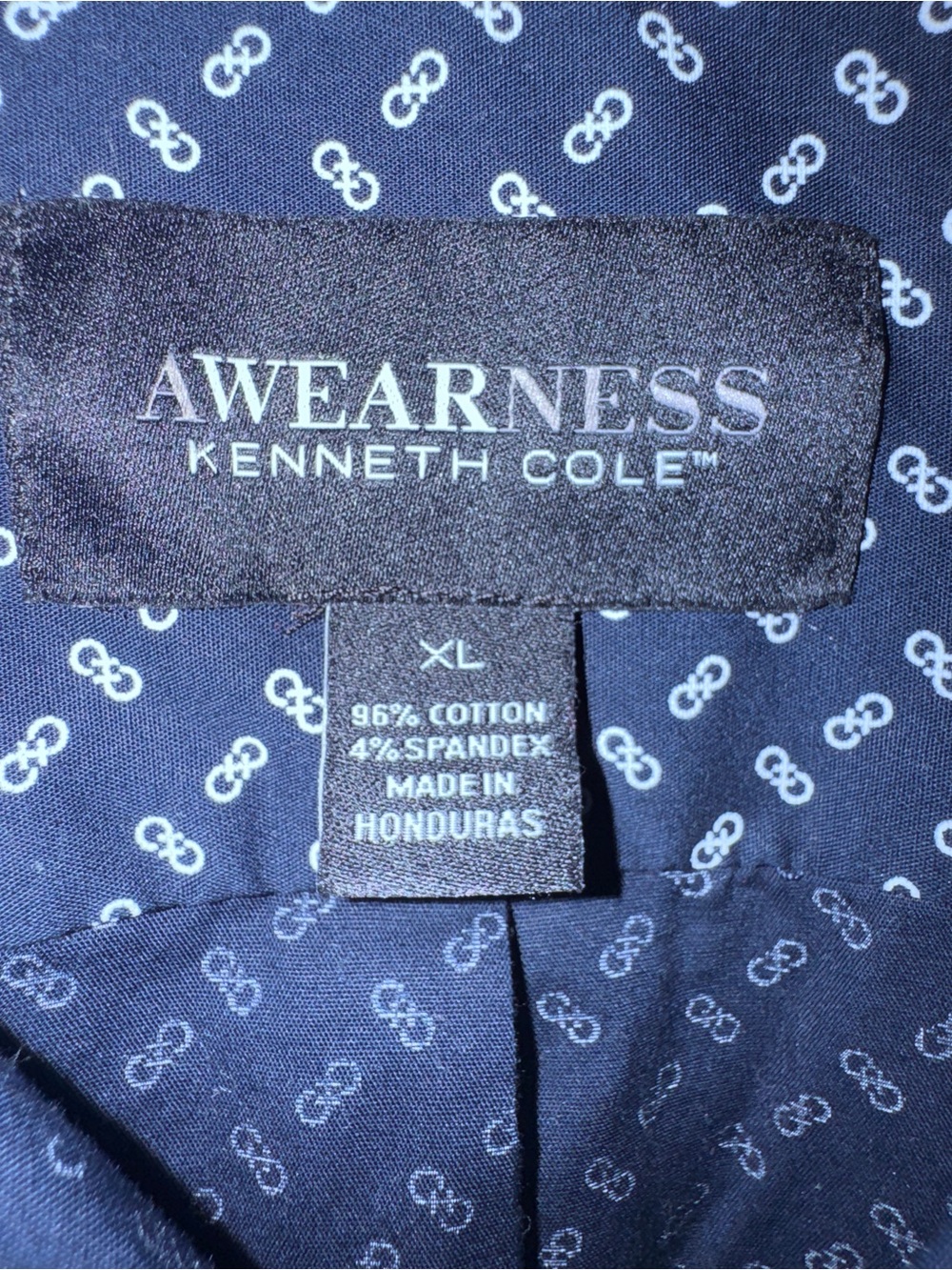 Awareness-Kenneth Cole Men's Navy Short-Sleeve Button-Up Shirt-XL - Picture 2 of 3